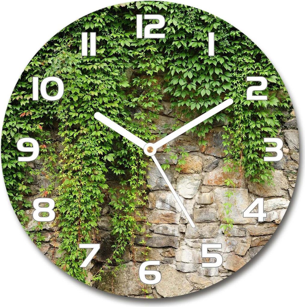 Wanduhr aus Glas 30fi Glasbild Glasuhr Gehärtetes Glas - weisse-zeiger - Green ivy
