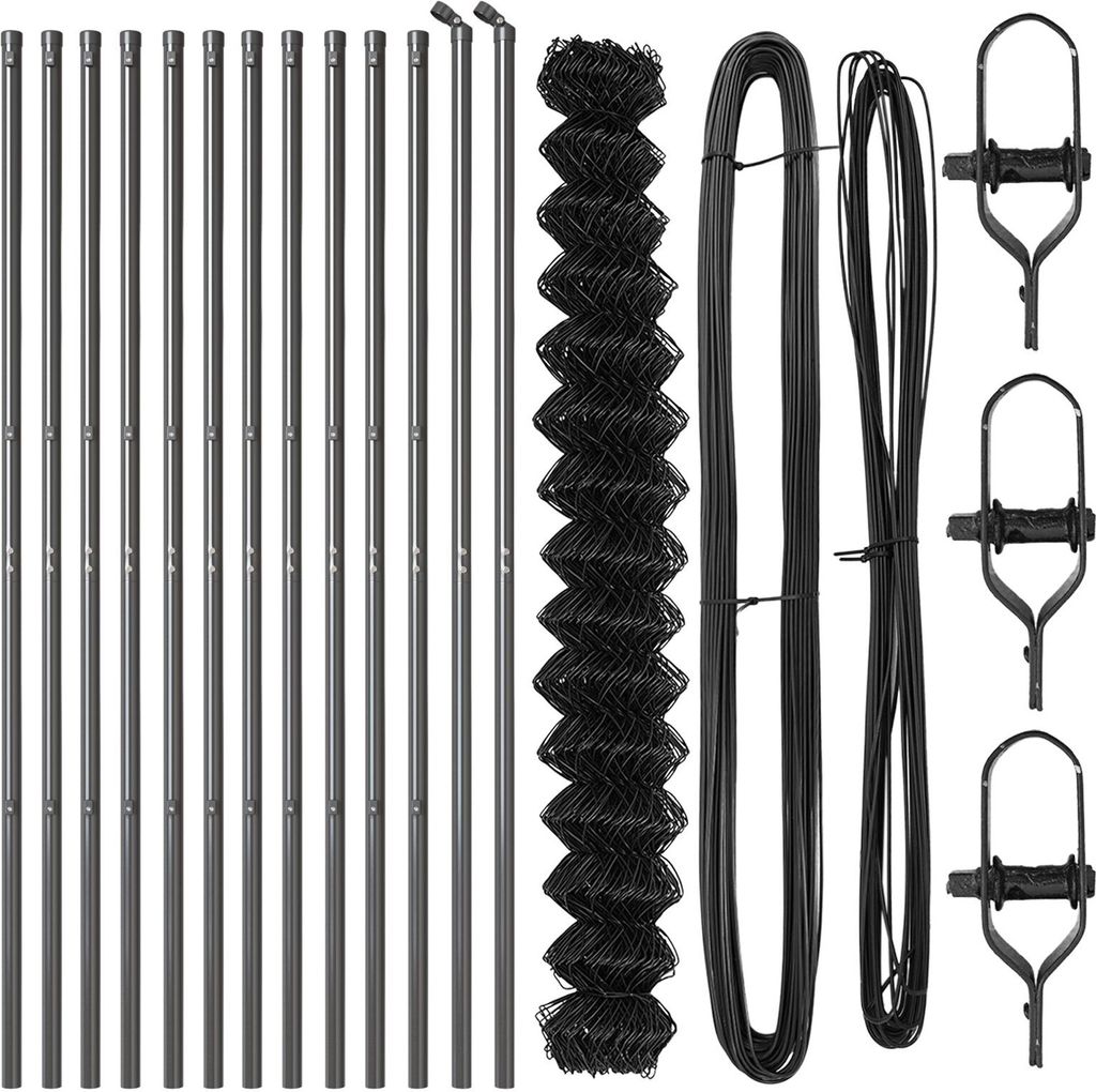 "2025"Cloris Kettengliedzaun mit 13 Pfosten 1,6x25 m verzinkter Stahl grau - Metallzäune 410839