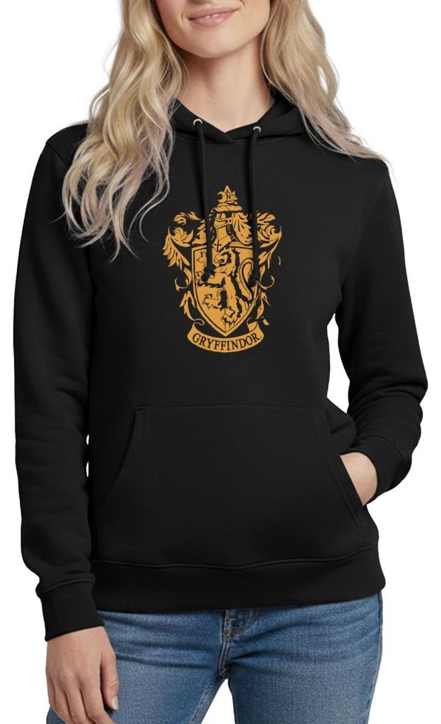 Spreadshirt Harry Potter Haus Gryffindor Wappen Logo Damen Hoodie, M, Schwarz