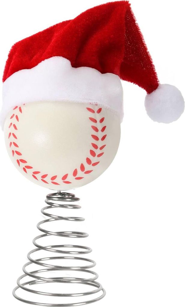 Rugby-Weihnachtsbaumspitze mit Weihnachtsmannmütze und Federfuß – Hüpfender Sportschmuck, lustige Schreibtischdekoration für Weihnachtsfeiern...