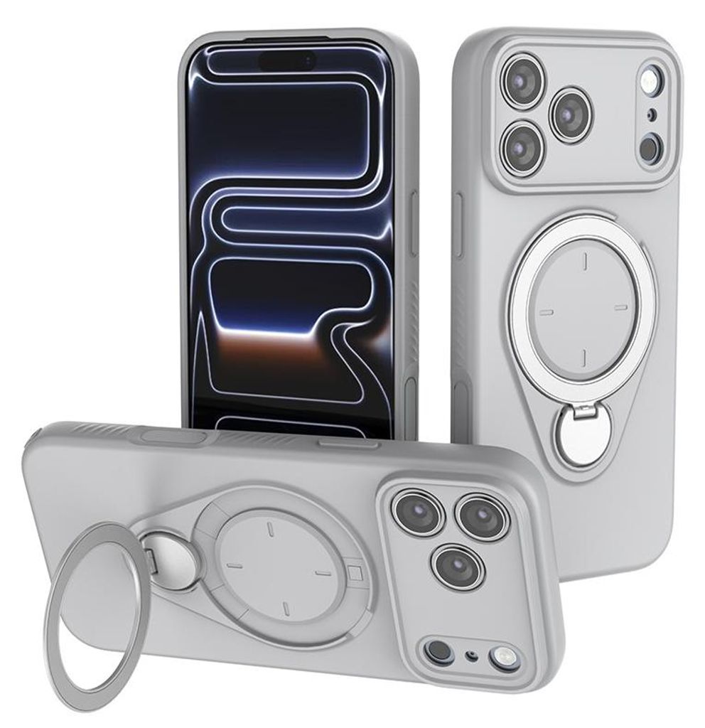 Magnetische Handyhülle für iPhone – stoßfeste Schutzhülle mit Standfunktion,iphone17 PorMax,Grey