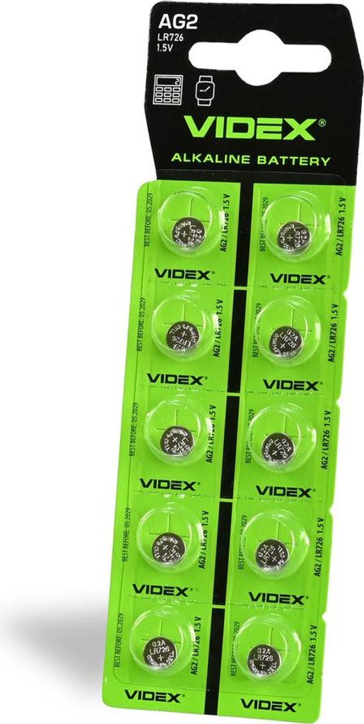 VIDEX AG2/LR726 Alkalibatterie Blisterverpackung 10 Stück.