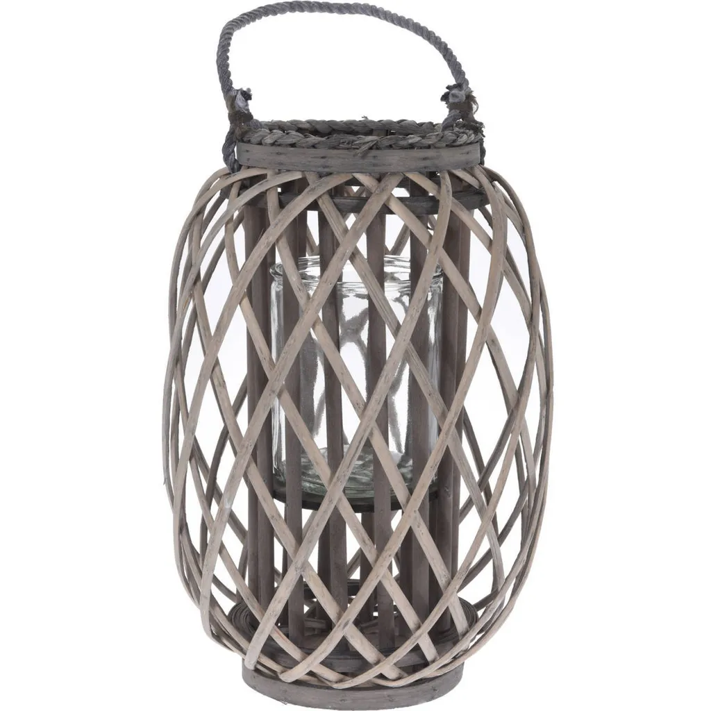 Lanterna Grande in Vimini Grigio Ø 27,5 cm | Arredo Casa e Giardino