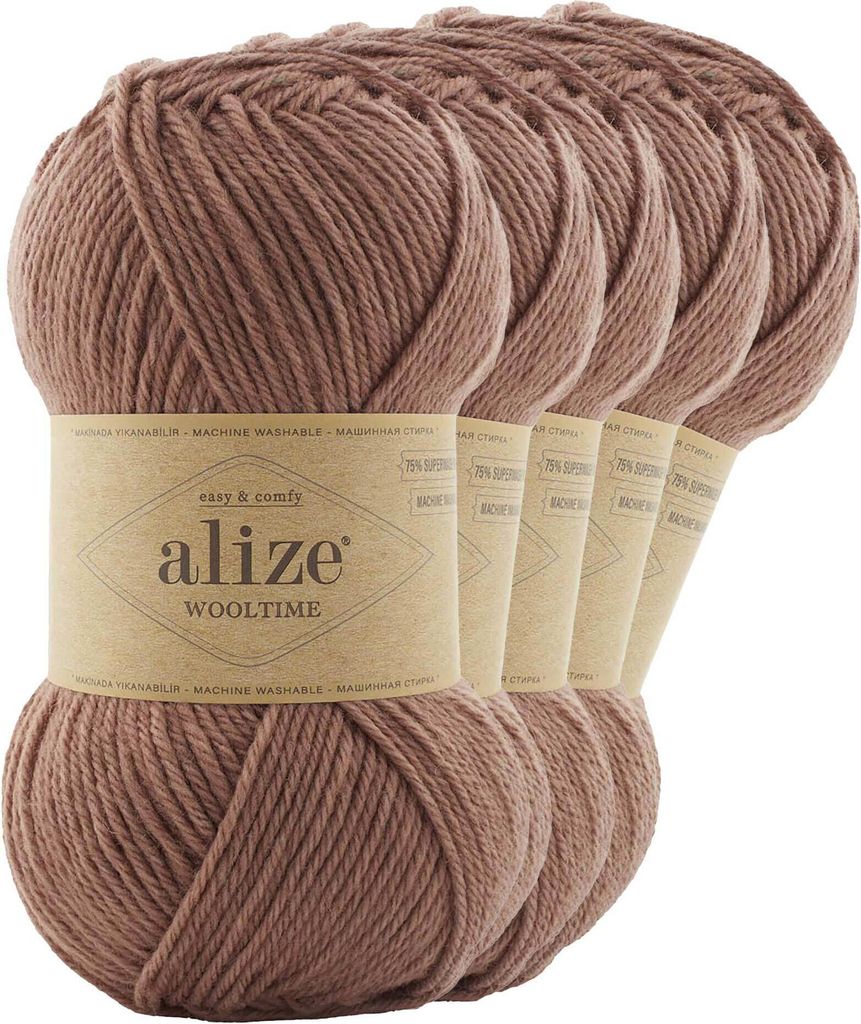 Strickgarn Alize Wooltime 5x100g 75% Wolle 100 Häkelgarn Farbwahl