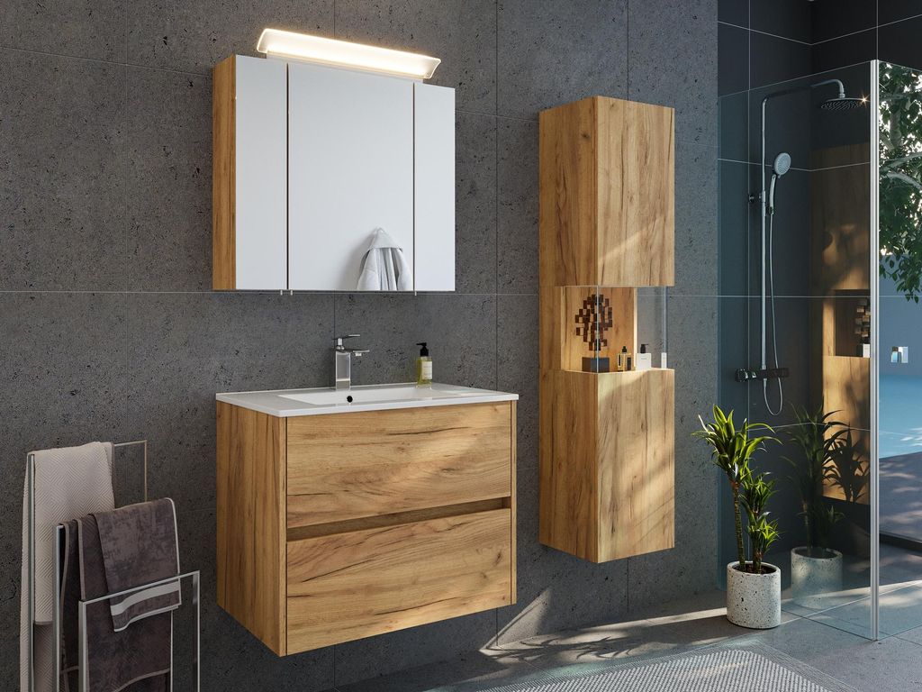 Badmöbelset 3-teilig "Limes 70" Eiche Gold