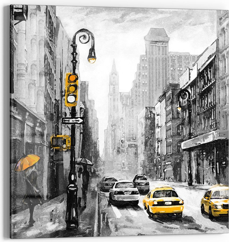 DEQORI Magnettafel Glas 30x30 cm 'Gelbe Akzente auf Straße' beschreibbar Whiteboard