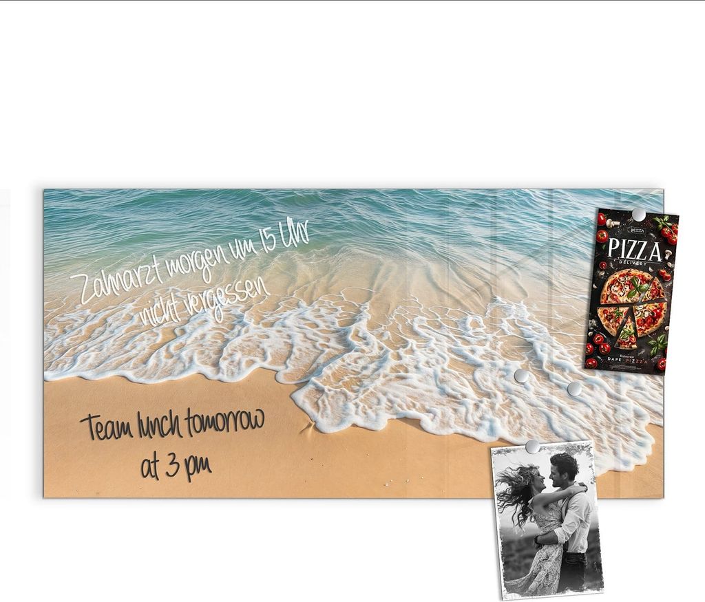 Magnettafel 100x50cm Pinnwand Whiteboard beschreibbar - Wellen am Strand