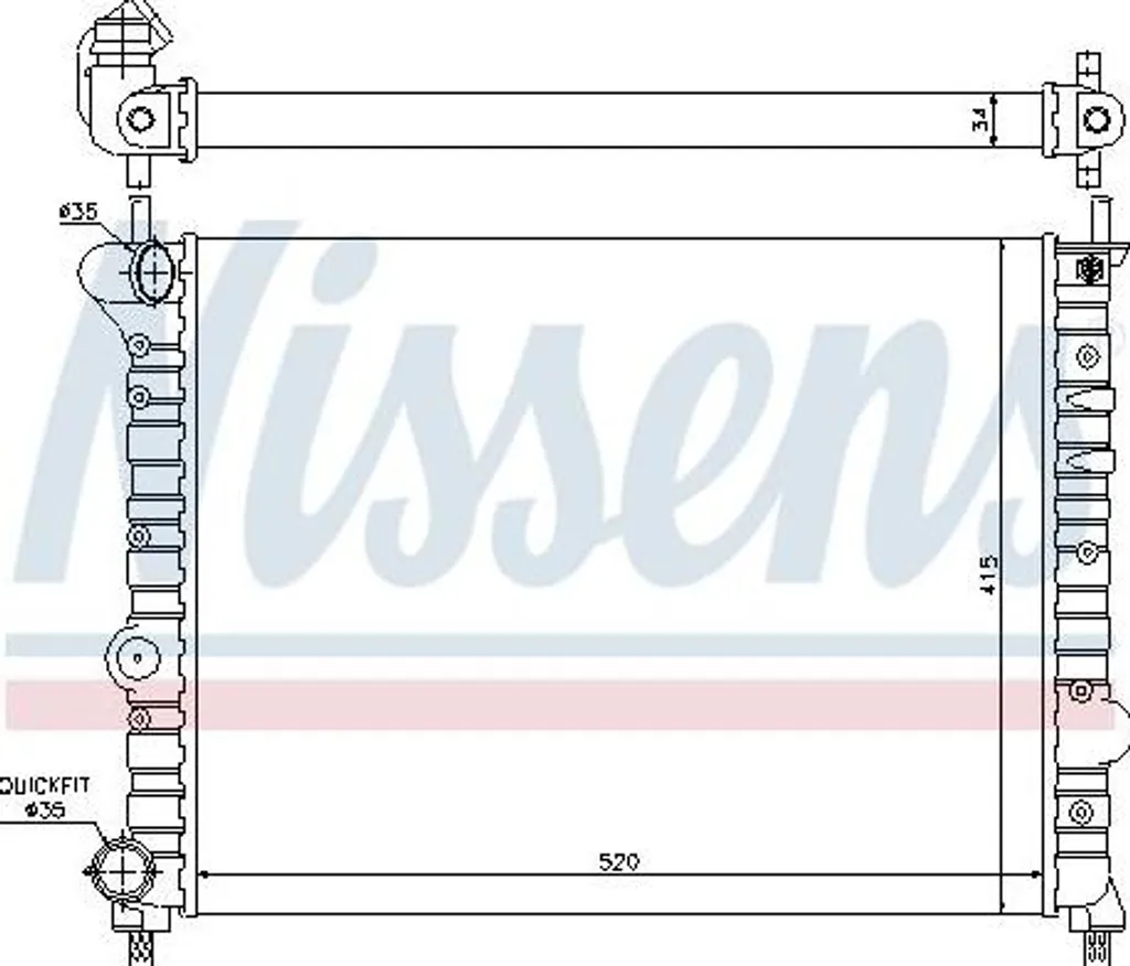 Radiateur de refroidissement NISSENS 68800 - Qualité OE 46545309 Lybra