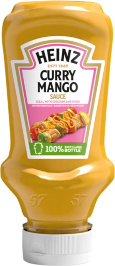 A bottle of Heinz Curry Mango Sauce.