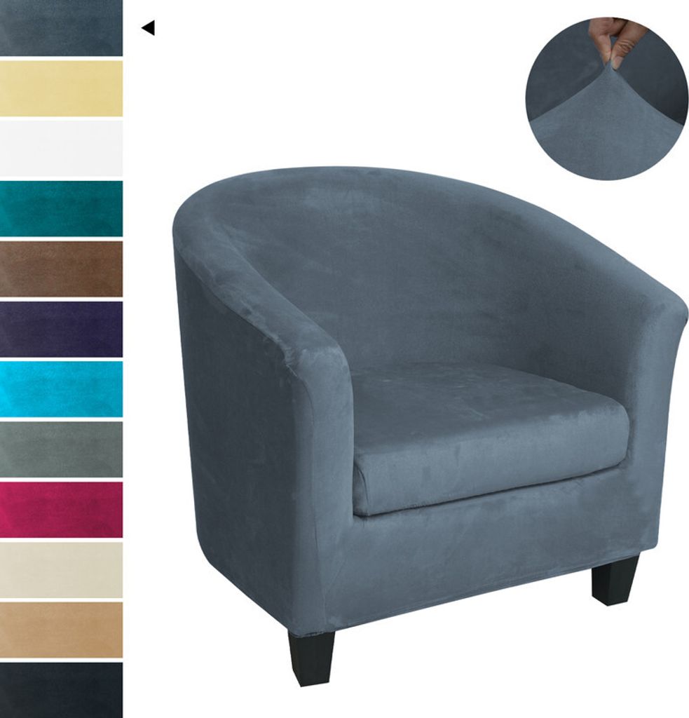 High Stretch Sofabezug Samt Badewanne Stuhlbezug Schonbezug,Grau Blau