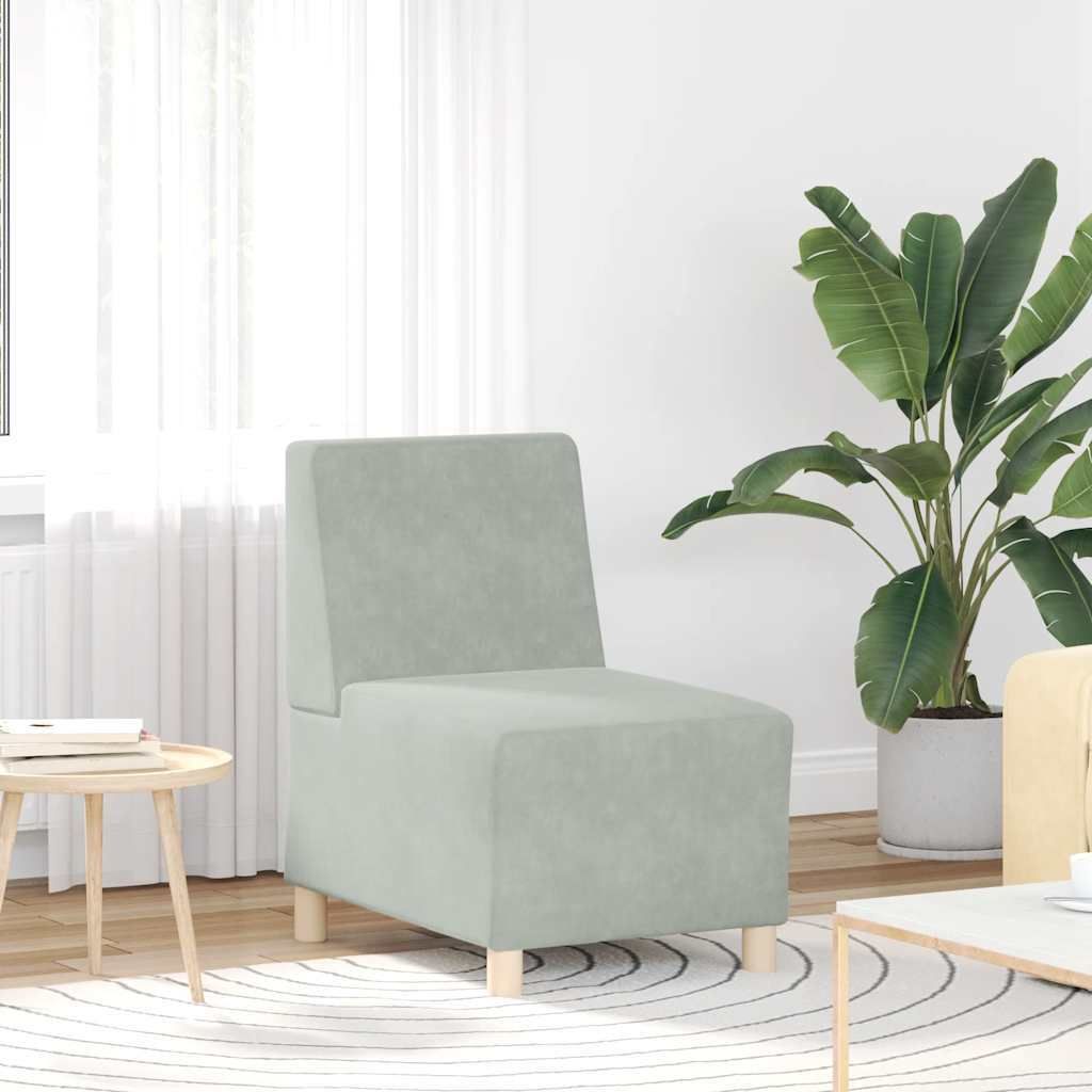 "Schlussverkauf" Modulares Sofa - 1 Sitzer - Wohnzimmer Couch - ohne Armlehnen Hellgrau 55 cm Samt C14264