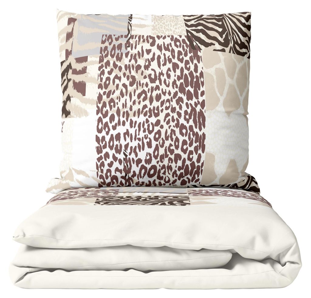 Bettwäsche 135x200 cm Set Fleece Winter Tierdruck Leopard Produktbild 