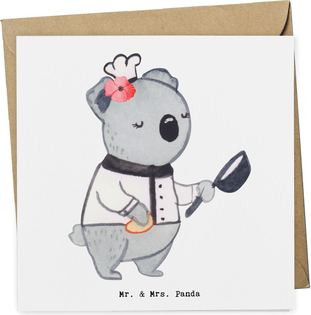 Mr. & Mrs. Panda Grußkarte Beiköchin Herz - Weiß - Geschenk, Restaurant, anlasskarte, Gastronomie, Selbst Gekocht, doppelkarte, Klappkarte, Live...