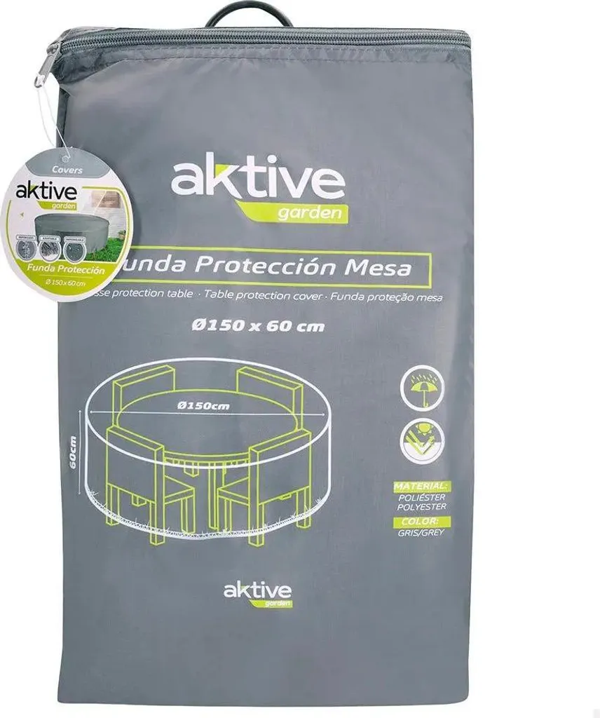 Housse de protection imperméable et robuste pour table ronde Gris Active