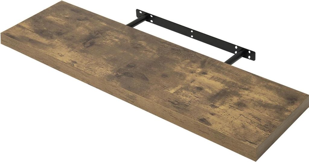Wandregal - Schwebendes Regalbrett - 90 cm Länge - E1 MDF mit PVC - Bohrmontage - Robust und Langlebig - Dunkelgrau