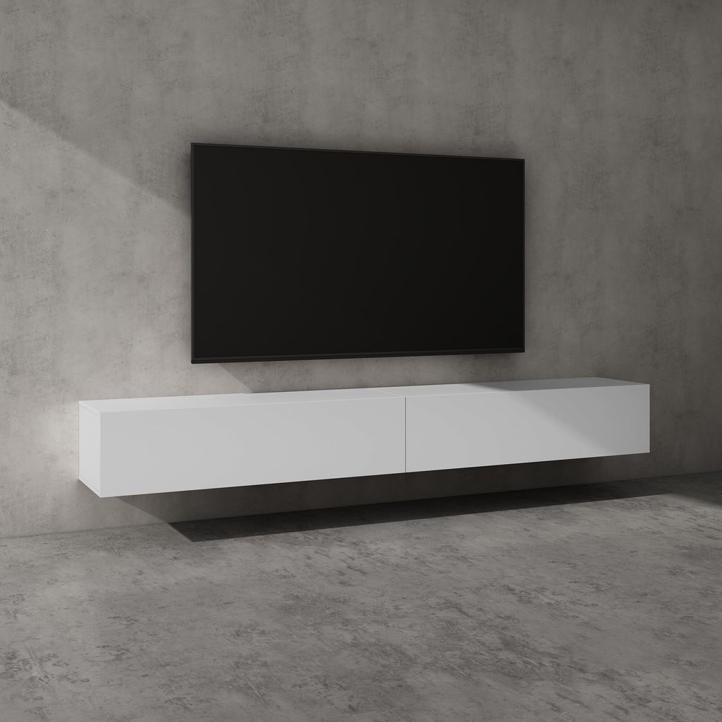 doporro Mobile Porta TV Sospeso 240 cm con 2 Ante Bianco Immagine del prodotto 