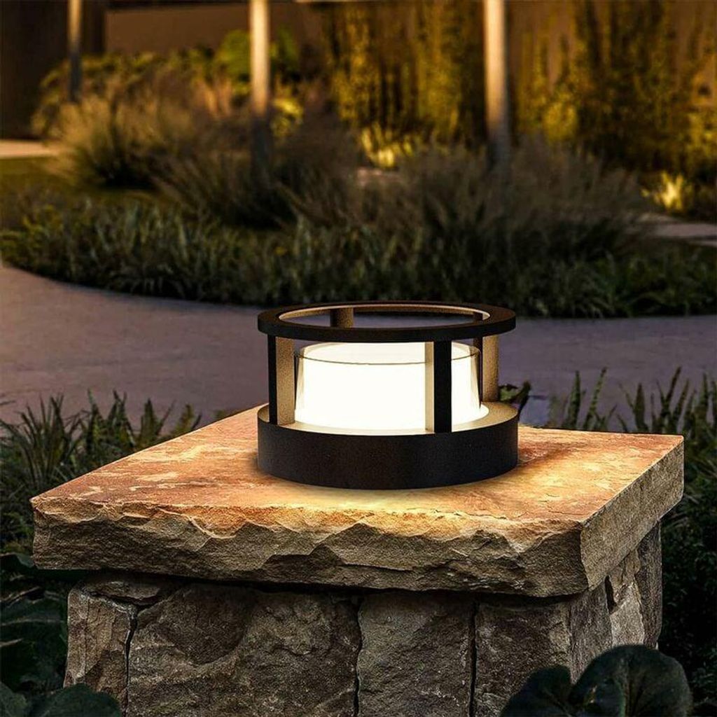 Außenleuchte, 10 cm, 7 W LED, rund, IP65, Aluminium, warmweiß, für Wege und Terrassen, schwarz