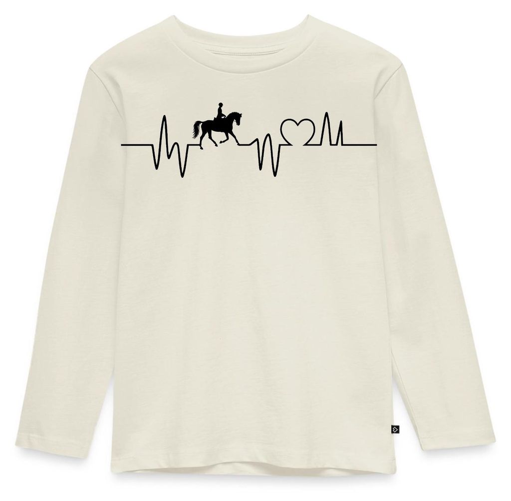 Spreadshirt EKG Linie Mit Pferd | Pferdeliebe Herzschlag Kinder Premium Langarmshirt, 110/116 (4 Jahre), Naturweiß