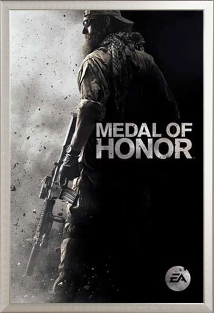 Décoration Murale Gaming Medal Of Honor avec Cadre Argenté Maxi 61x91cm