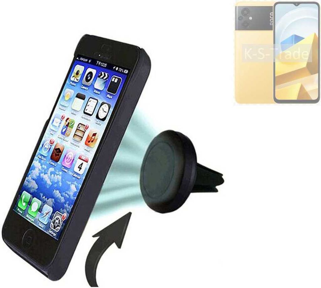 K-S-Trade Kompatibel mit POCO M5 Auto Handy Halterung KFZ Halter Lüftungsgitterhalterung Air Vent mount Smartphone Halter