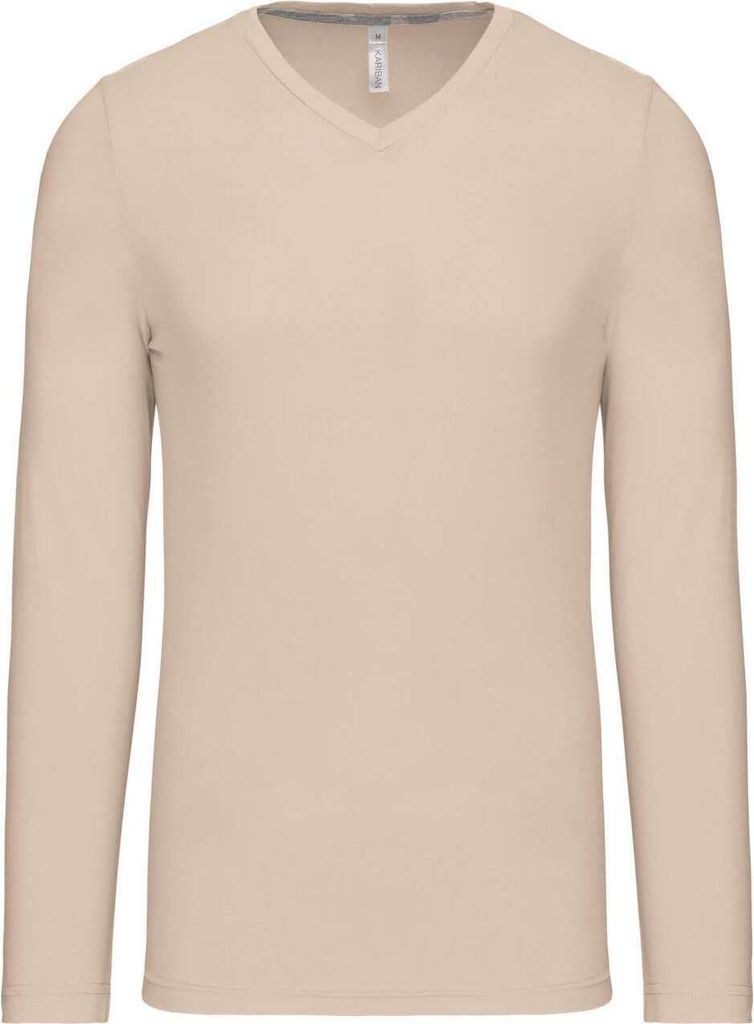 Kariban Herren Langarmshirt Longsleeve Longline T-Shirt Sweatshirt, Größe:M, Farbe:Light Sand