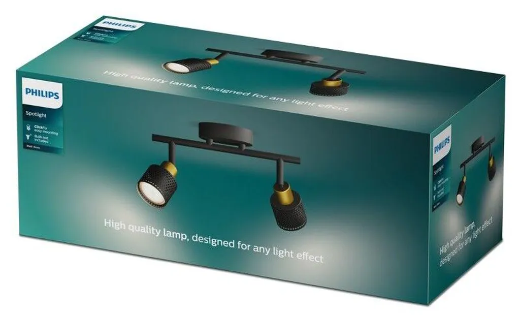 Fini l'installation difficile : Spot Philips Niall ClickFix 2xGU10 Noir Or