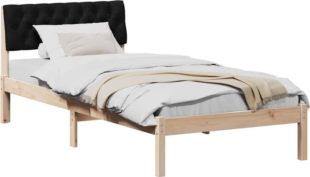 Bettgestell Braun und Schwarz 90 x 200 cm Massivholz Kiefer