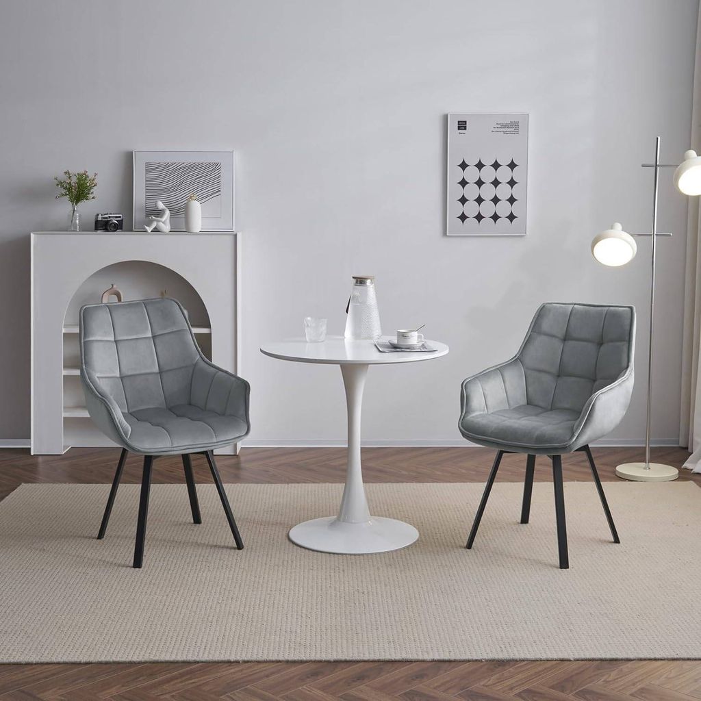 EUGAD 6 x Esszimmerstühle drehbar, bequem modern, mit Metallbeinen, Dunkelgrau