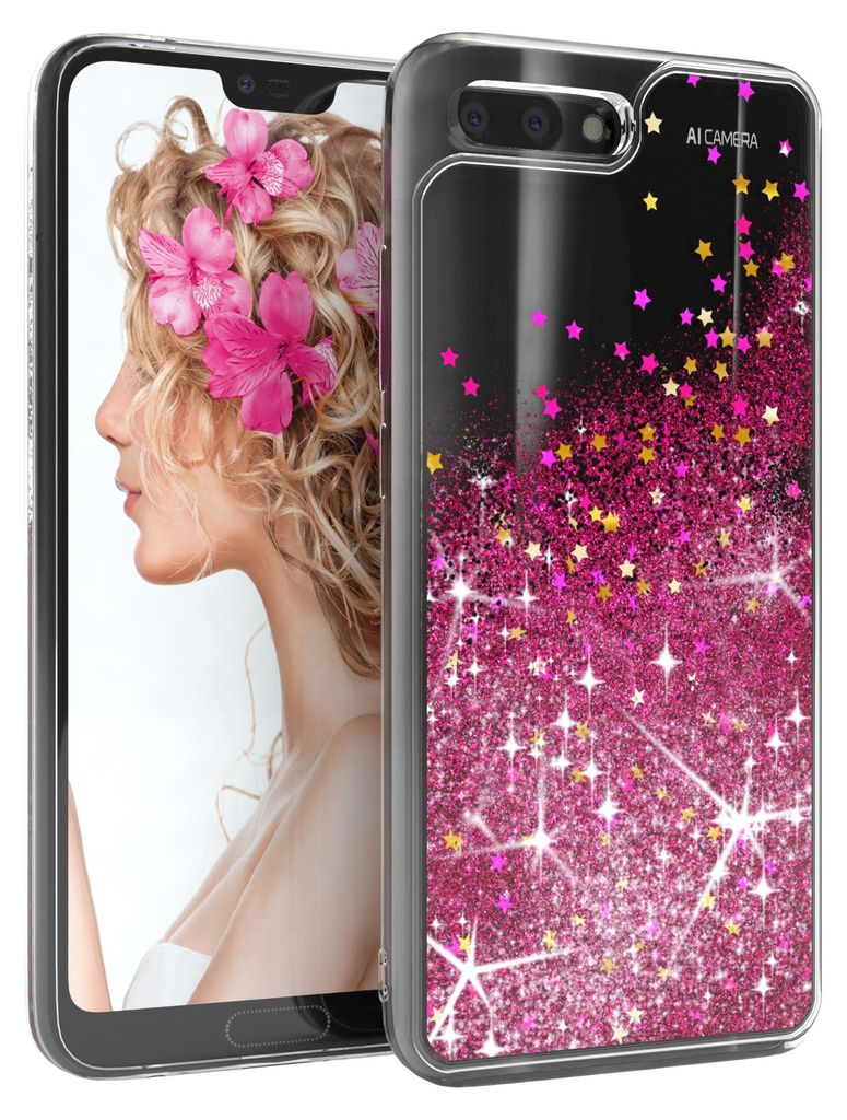 EAZY CASE - Glitzer Hülle kompatibel mit Honor 10 Glitzer Schutzhülle, Soft Case, Backcover Transparent mit Motiv