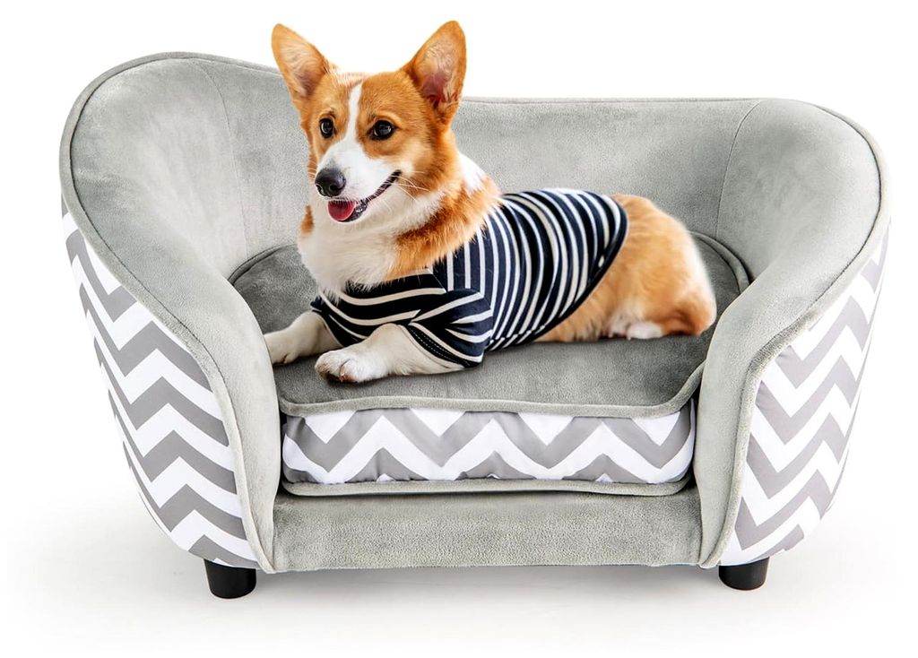 Katzenbett, kleines Hundesofa, 70 x 41 x 40 cm, Katzensofa mit weichem Kissen und waschbarem Bezug, Haustiersofa für kleine Hunde und Katzen, Katz...