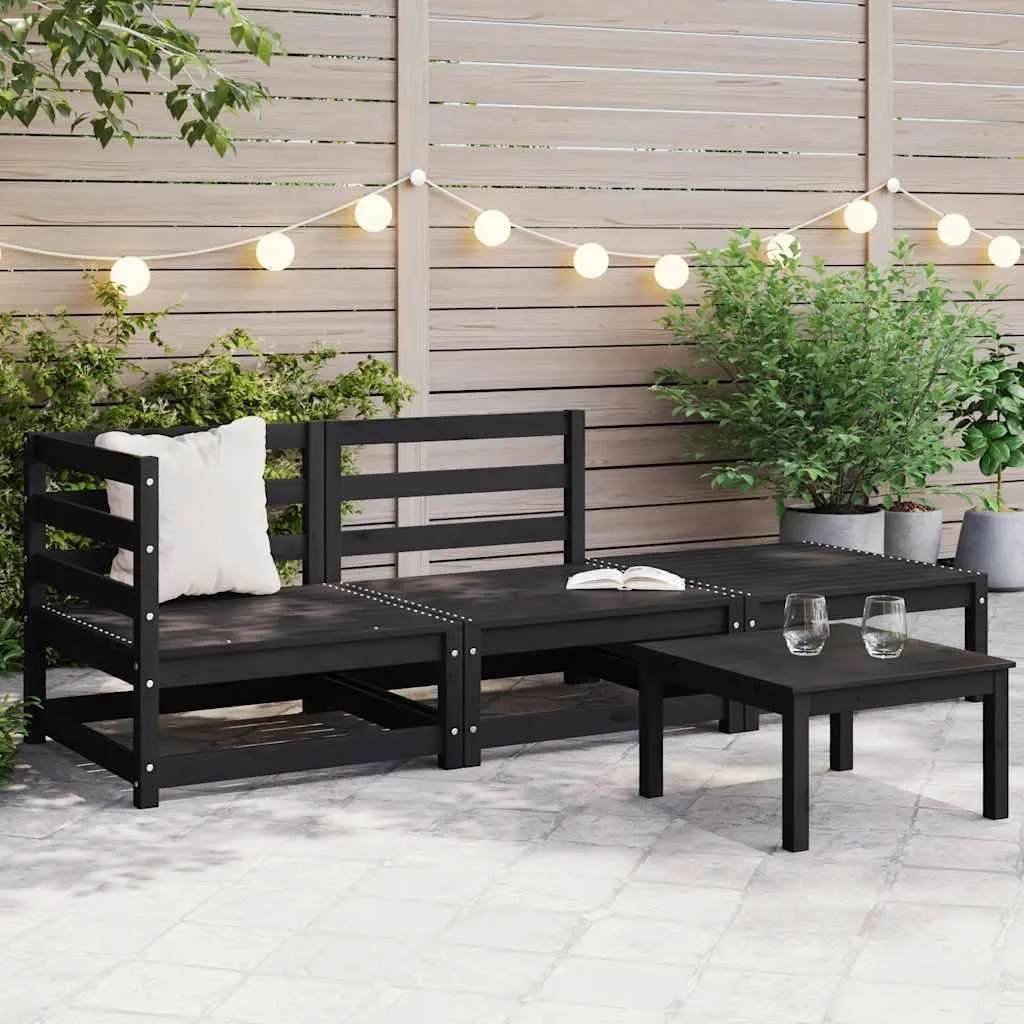 Set Giardino Legno Massello Nero vidaXL | Salotto 3 Pezzi Robusto