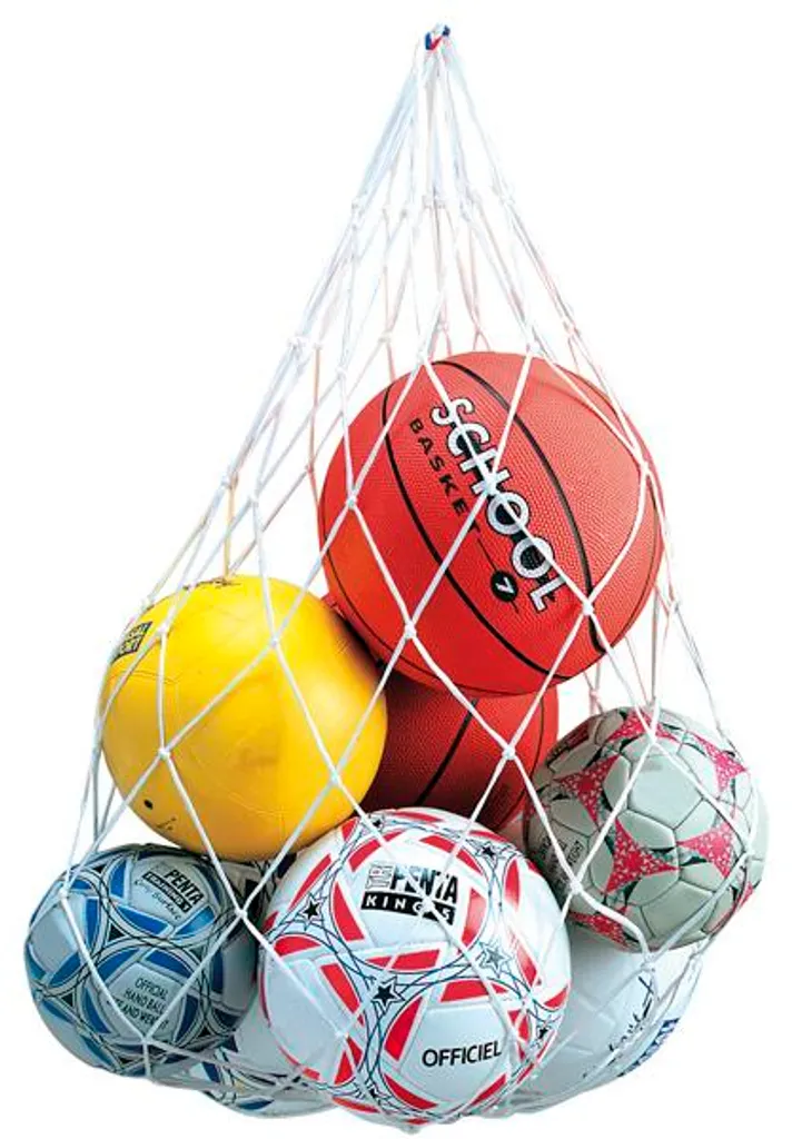 Grand filet de rangement pour ballons de foot et sport en nylon blanc