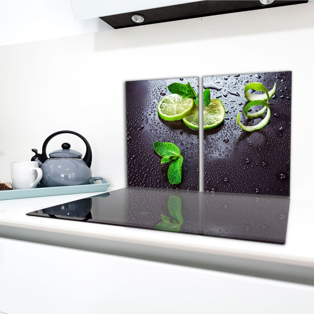 Copertura Per Piano Cottura In Vetro 60x52cm Verde Limone - 2 Pezzi Multifunzione