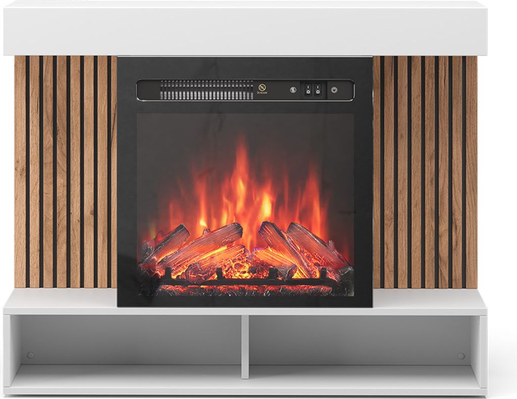 cheminée électrique Vicco Lynea Blanc 100cm avec effet de Image du produit 