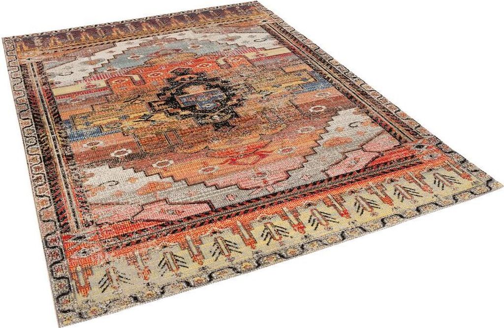 Kurzflor Designer Teppich Modern Vintage Orient Muster, Größe:120x170 cm, Design:Klassik Rost Curry