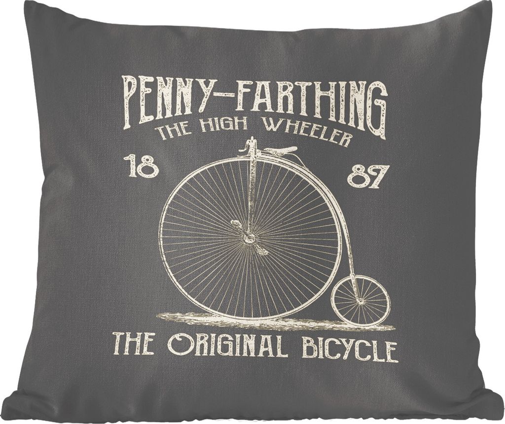 MuchoWow Zierkissen Sofakissen Wohnzimmer Dekokissen 40x40 cm Fahrrad - Laufräder - Vintage - Foto Kissen - Schlafzimmer Dekoration