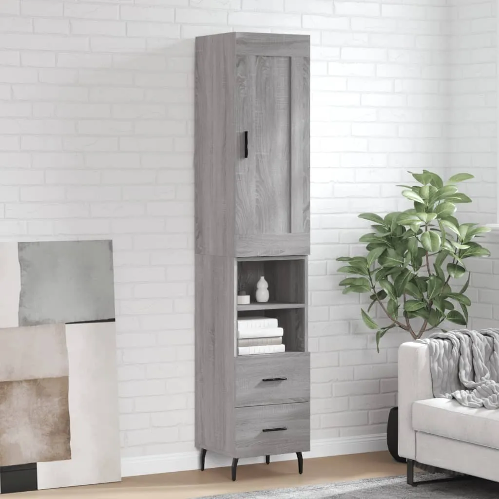 vidaXL Credenza Grigio Sonoma 34,5x34x180 cm Materiale a base di legno