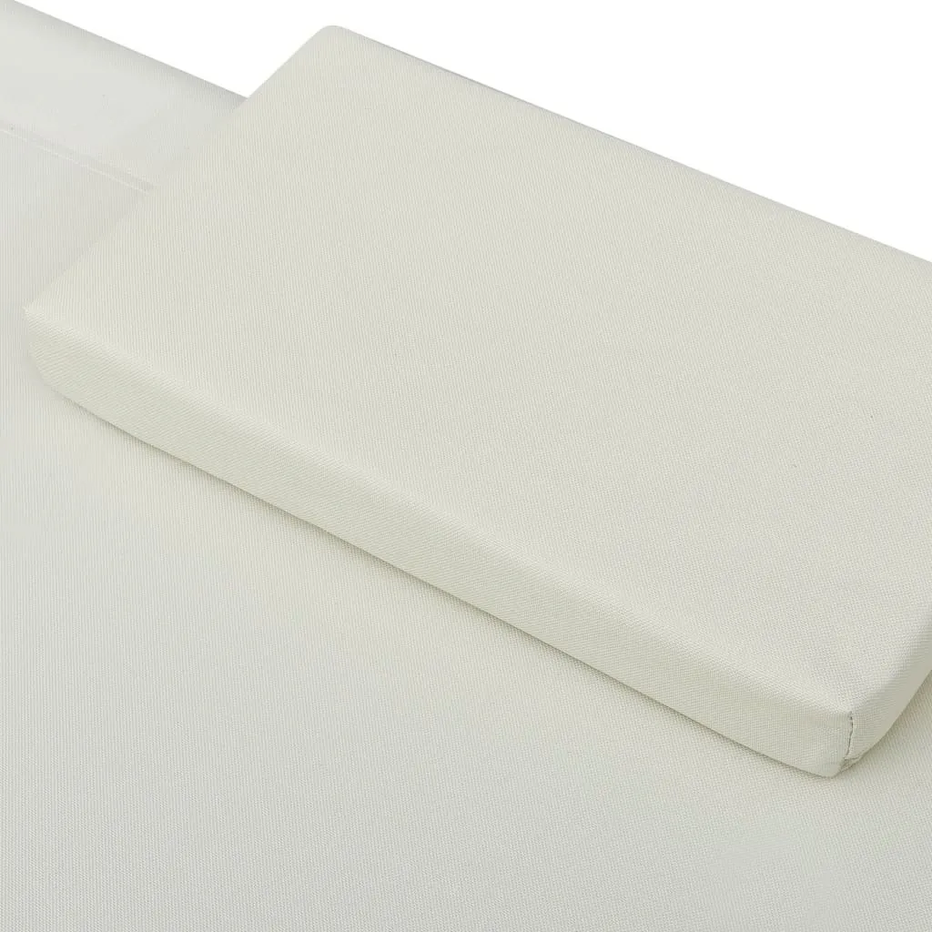 Bain de soleil avec auvent et coussin Blanc crème - Transat de jardin - 5