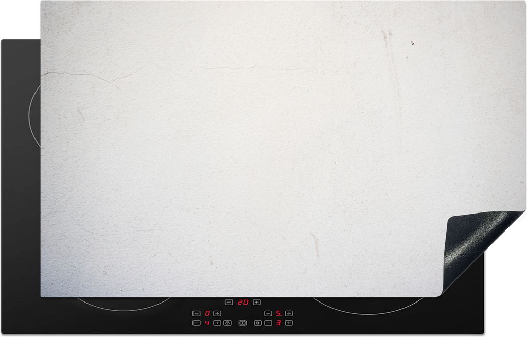 KitchenYeah Herdabdeckplatte Beton - Weiß - Modern , 83x51cm, Küche Deko, Glaskeramikfeld Herdabdeckung, Abdeckplatte fùr Kochfeld