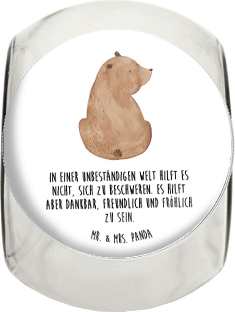 Mr. & Mrs. Panda Lebensmittelbehälter Bär Schulterblick L 870ml - Weiß - Geschenk, Teedose, Teddy, Motivation, glasbehälter, Selbstachtung, Bon...