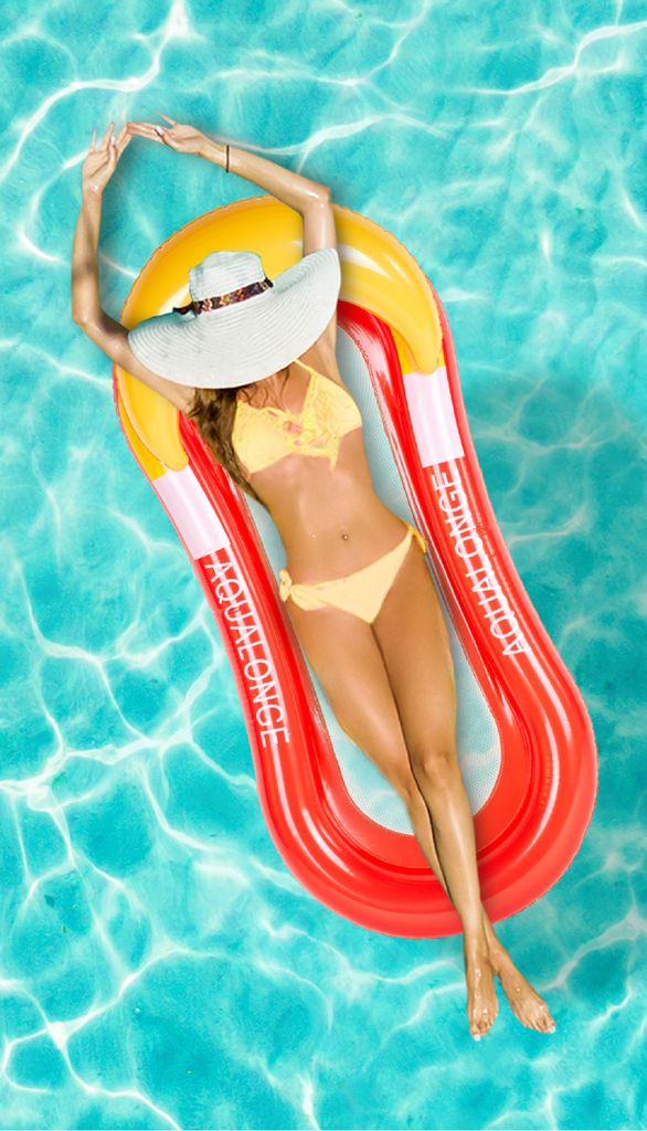 Luftmatratze Wasserhängematte Badehängematte mit Kopfteil - Aqua Lounge - Rot