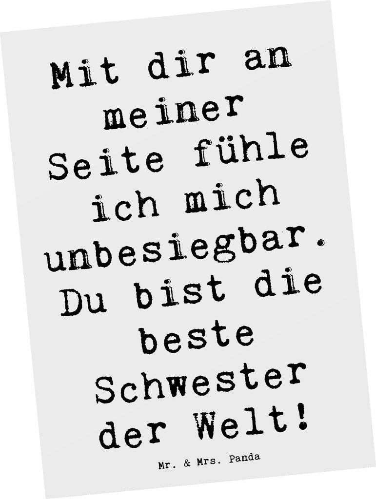 Mr. & Mrs. Panda Postkarte Spruch Beste Schwester - Weiß - Geschenk, Für, Bedanken, Ansichtskarte, Danke sagen, Vertraute, Geschenkidee, Aufmerks...