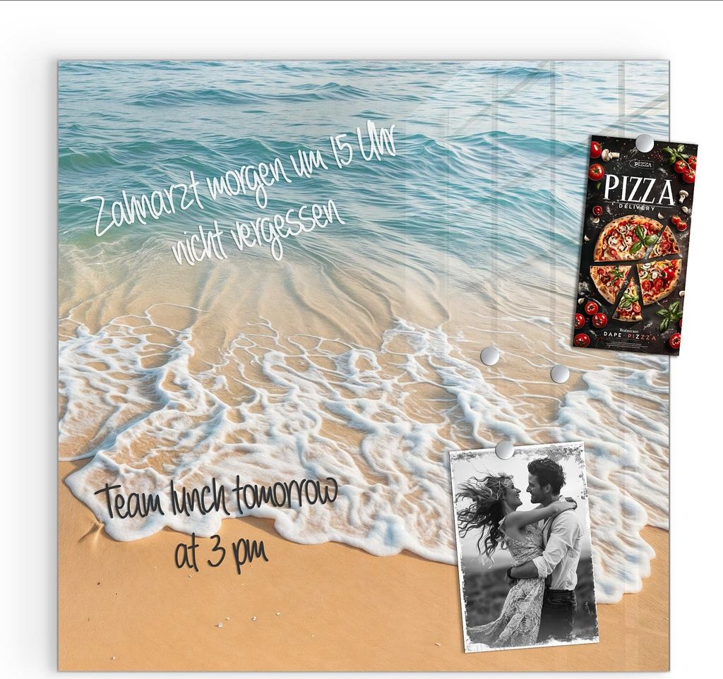 Magnettafel 30x30cm Pinnwand Whiteboard beschreibbar - Wellen am Strand