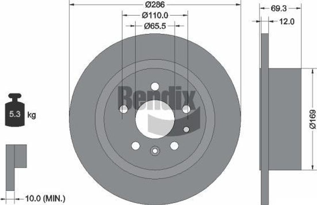 BENDIX Braking BDS1902 Bremsscheibe OE 569121 kompatibel mit Omega