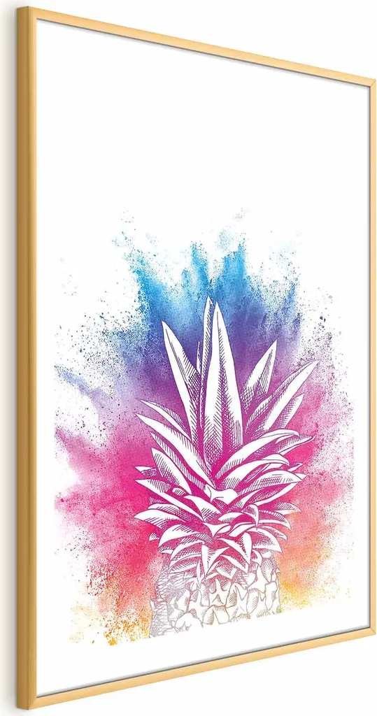 Quadro Decorativo Ananas 60x90 con Cornice Oro | Home Decor