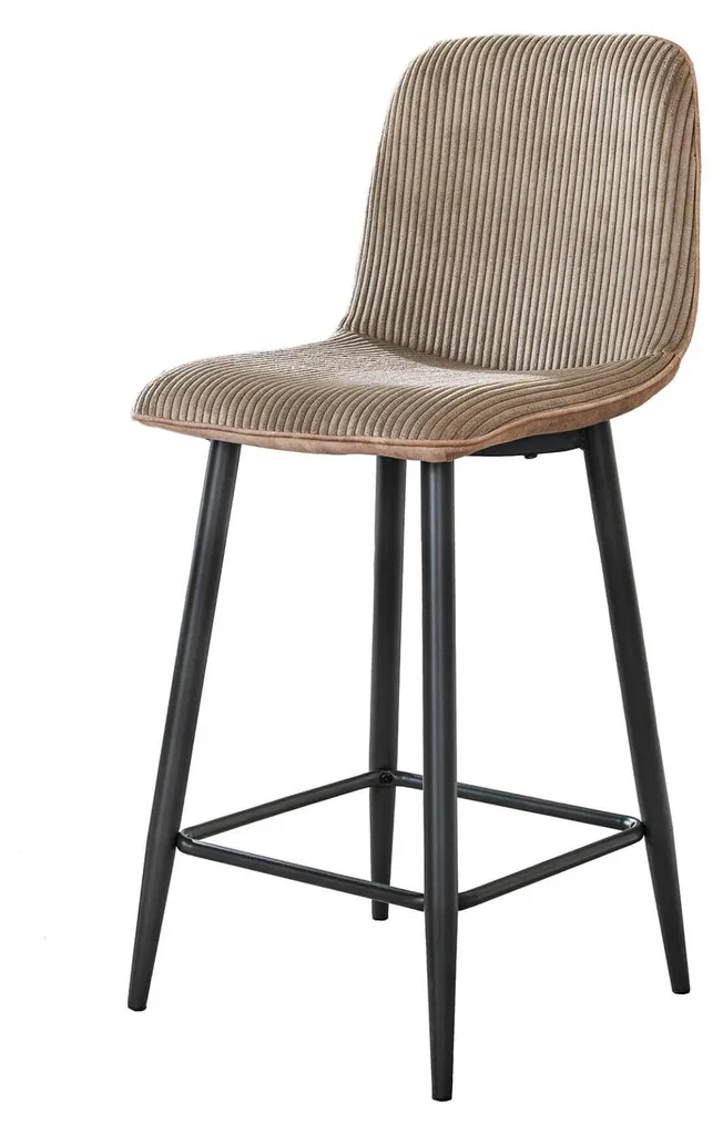 Tabouret de bar ergonomique FURNLUX Rippe 45 cm assise brun sable
