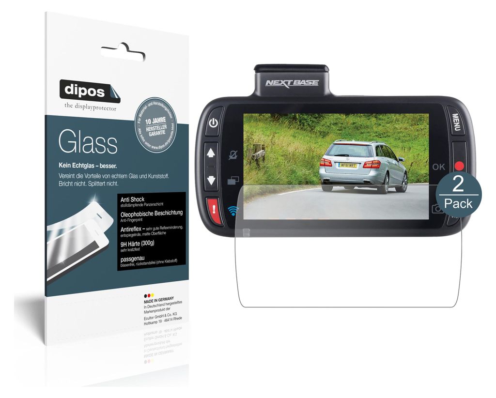 2x Schutzfolie für Nextbase 312GW Dashcam matt - Anti-Shock 9H Folie dipos Glass