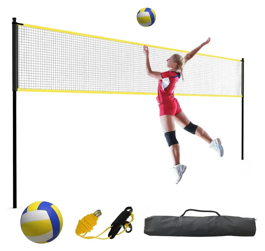Filet de Volley de Plage Réglable 9,75m avec Sac de Transport Pratique