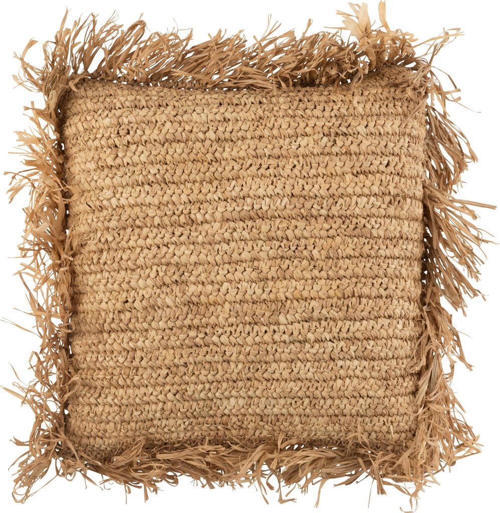 J-Line - Kissen quadratisch Bast Natur Klein - 45x45x15cm