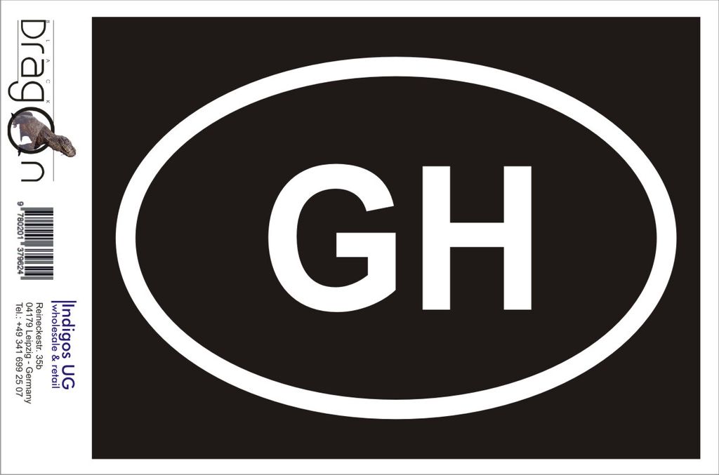 Aufkleber / Autoaufkleber - JDM / Die cut / Auto / OEM - Ghana GH - 110x60 mm rot - Heckscheibe / Heckscheibenaufkleber